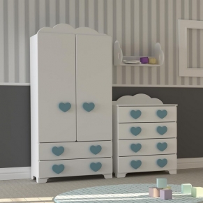Bambino Casa Cuori Grandi Felici Blu - Комод Син